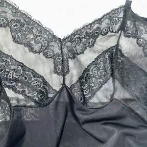 Vintage 50er 60er Kayser Luxite schwarz Nylon Plissee Full Dress Slip Dessous 36 Chiffon - Bild 1 von 8