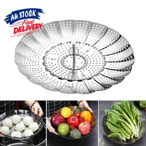 23CM Folding Steamer Steam Vegetable Basket Stainless Steel Cook Mesh Tray - Picture 1 of 11