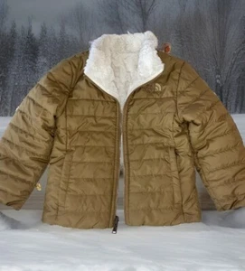 The North Face kids XS (6) reversible coat mustard/ivory fur warm stand collar - Picture 1 of 6