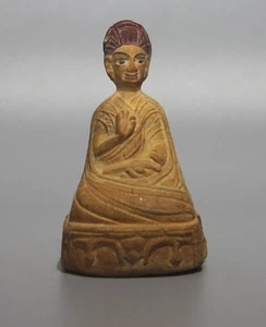 Tibet 1500s Old Antique Buddhist Clay Tsa Tsa Buddha Statue Fourth Panchen Lama - Bild 1 von 7