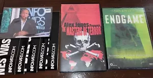 Alex Jones Masters Of Terror VHS 9/11 Infowars RARE + Signature + Endgame DVD + - Picture 1 of 12