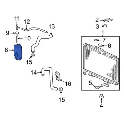 For Acura TL 1999-2003 Acura 19101P8EA01 Engine Coolant Reservoir - Изображение 1 из 2