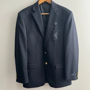 Chaps Ralph Lauren Blazer Navy Wool Blend Gold 2 Button Jacket Sport Coat 38R - Picture 1 of 8