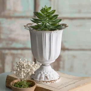 Rustic White Pedestal Urn Cup - Picture 1 of 1
