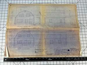 Vtg Audubon Vermont Log Buildings Home Plans Full Set Blueprint Farmhouse Decor - Picture 1 of 16