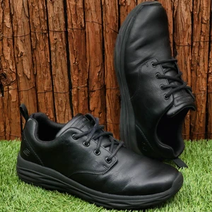 Skechers Harsen Black leather shoes sneakers US 9 UK 8 EUR 42 27cm - Picture 1 of 12