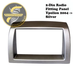 Auto Mascherina autoradio Lancia Ypsilon 2003-2011 SIlver Argento 2DIN - Foto 1 di 2