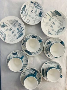 1960 vintage Barker Bros Fiesta 5 cups &saucers and 2 bowls all in exc condition - Picture 1 of 9