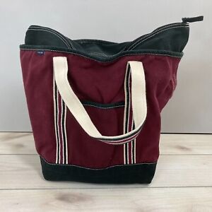 Lands' End Tote Bag Shopping Heavy Canvas Interior Pockets Zip Top