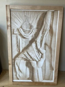 American Flag & Cross Wood Laser Engraved Sign - Picture 1 of 5