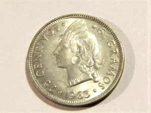 Dominikanische Republik 1963 25 Centavos Silber unc Münze - Bild 1 von 5