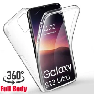360 Clear Case For Samsung S25 S24 S23 S22 Ultra S21 FE A16 Silicone Full Cover - Picture 1 of 11