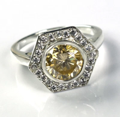 Anillo de diamantes champán tratados con detalles en plata 925 certificado de 1,65 quilates Foto 1 de 4