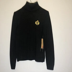 Ralph Lauren Crest Turtleneck Sweater NWT Small Cotton Black Classic Workwear - Picture 1 of 13