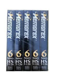 Memorex HS Video Cassette T-120 High Standard Tape 5 pack Blank Recording NEW - Picture 1 of 3
