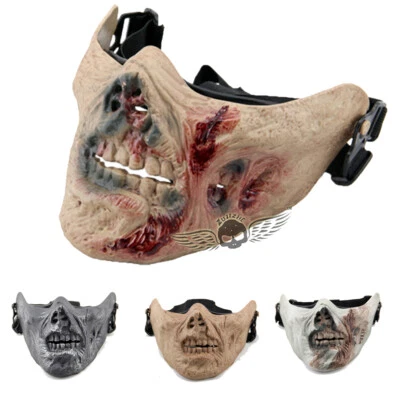 Scary Halloween Mask Horror Burn Half Face Skeleton Skull Zombie Mask Cosplay CS - Image 1 of 4