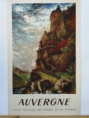 Affiche SNCF originale Conrad 1947 région Auvergne  62 x 100 cms - Photo 1/4