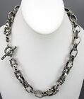 CHUNKY DIAN MALOUF STERLING SILVER SQUARE & OVAL CHAIN 22” NECKLACE -$3000 RET