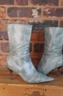 VINTAGE 90'S Y2K GREEN LEATHER MID CALF MID HEEL BOOTS SIZE 5 / 38 BY FAITH USED