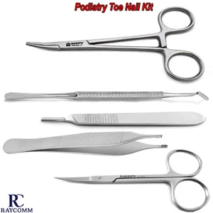 Podiatry Toe Nail Kit Nail Surgery Removal Kit Scalpal Handle Nail Lifter Tools - Picture 1 of 6