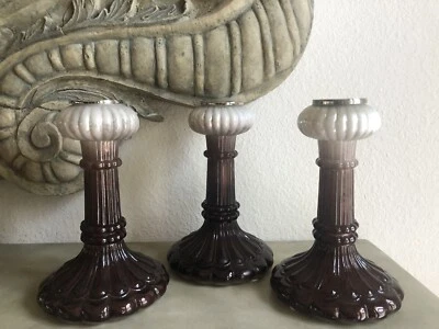 Pier 1 Mercury Glass Taper Candle Candlestick Holders - Image 1 of 4