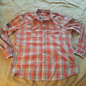 Wrangler Button Up Shirt Mens Large Red Plaid Long Sleeve Western Cowboy Ranch - Picture 1 of 8