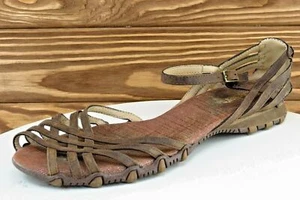 Skechers Size 8 M Brown Ankle Strap Leather Women Sandal Shoes - Picture 1 of 7