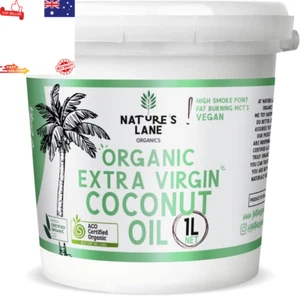 Organic Extra Virgin Coconut Oil 1L, Pail, Cold Pressed, Natural, Cooking,Skin - Picture 1 of 12