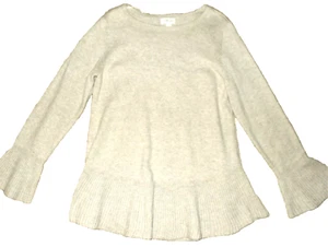 Style & Co maglione donna orlo a costine maglia arricciata top erica beige medio - Foto 1 di 3