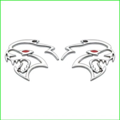 Insignias metálicas universales emblema lateral guardabarros gato diablo rojo cromo 2 piezas Foto 1 de 4