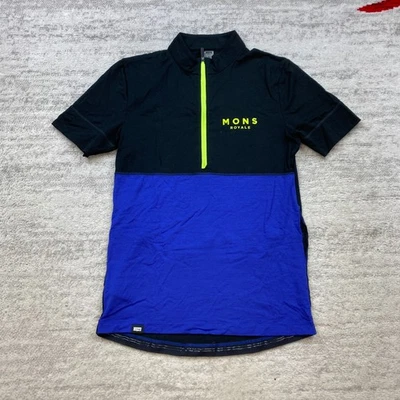 Camisa Mons Royale Ultra Lite Merino Air Con pequena preta Athleisure lã corrida de bicicleta - Imagem 1 de 4