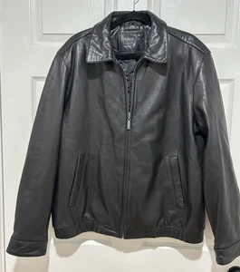 Herren BRANDINI Bomberjacke schwarz 100% Leder große Taschen Reißverschluss - Bild 1 von 11