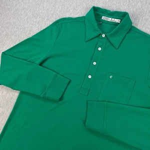 Criquet Long Sleeve Polo Shirt Mens M Kelly Green Organic Cotton Made in Peru - Picture 1 of 12