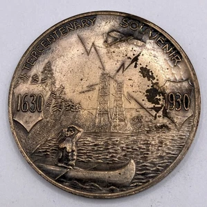 1630-1930 Amesbury Massachusetts 300th Bronze Town Medal - Bild 1 von 3