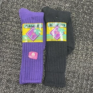 2 Vintage Retro lila schwarze Baggies Damensocken hergestellt in den USA Größe 9-11 - Bild 1 von 5
