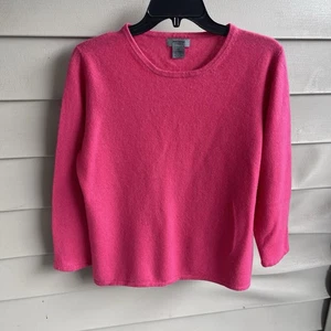 Premise Cashmere Crew Neck Pink Sweater 3/4 Sleeve Womens Size XL Luxury Capsule - Picture 1 of 7