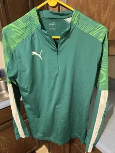 Green Puma 1/4 Zip Long Sleeve Pullover Size S - Picture 1 of 3