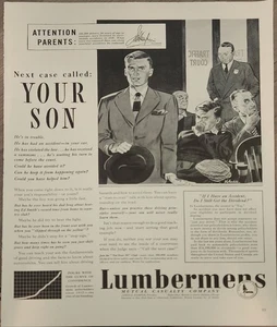 1941 Lumbermens Mutual Casualty Insurance Vintage Ad 14 x 10 Your son - Picture 1 of 1