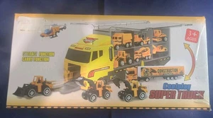 Sattelzug Bagger Bau Spielzeug Träger mit 12 Fahrzeugen - Bild 1 von 3