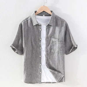 Camisa Japonesa de Algodón y Lino Para Hombre Otoño Informal Suelta Manga Larga Top Juvenil - Imagen 1 de 17