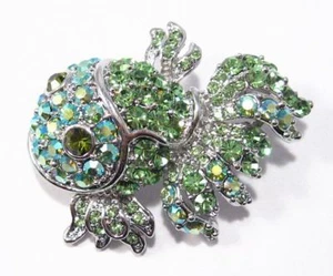 PIN BROCHE PEZ DORADO VERDE AUSTRIACO ESTRÁS PEZ - Imagen 1 de 1