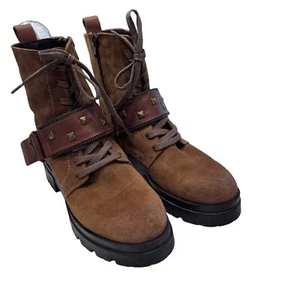New! Drakart women’s brown suede and leather boots w/stud trim. Sz EU 37 US 7 - Picture 1 of 11
