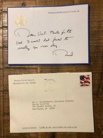 1 ORIGINAL Note to Val Halamandaris/NAHC Fm: Ambassador Richard G. Capen, Jr Cover