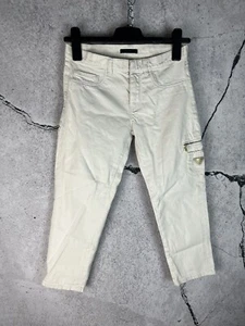 Prada 3/4 white denim Traingle Logo Pants - Picture 1 of 7