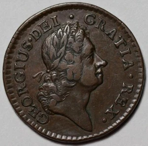 1723 Woods Hibernia Farthing Colonial Copper Coin, Martin 3.12-Bd.2 - Picture 1 of 9