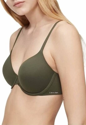 Nuevo Sujetador Camiseta Moderno Calvin Klein Para Mujer Perfectamente Ajuste, Fatigues, 32B, Nuevo Con Etiquetas Foto 1 de 4