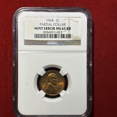 1964 lincoln cent error Partial Collar Ngc Ms65rb Scarce Type - Image 1 of 4