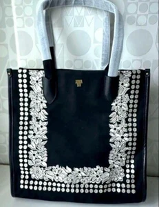 ANNA SUI Goatote Tote Bag Embroidery dot flower H13.4×W13.4×D4.7" New No Tag JP - Picture 1 of 13