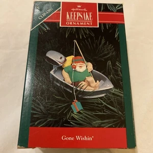 Hallmark Andenken Ornament 1992 "Gone Wishin" mit Santa Angeln Neu in Box - Bild 1 von 11