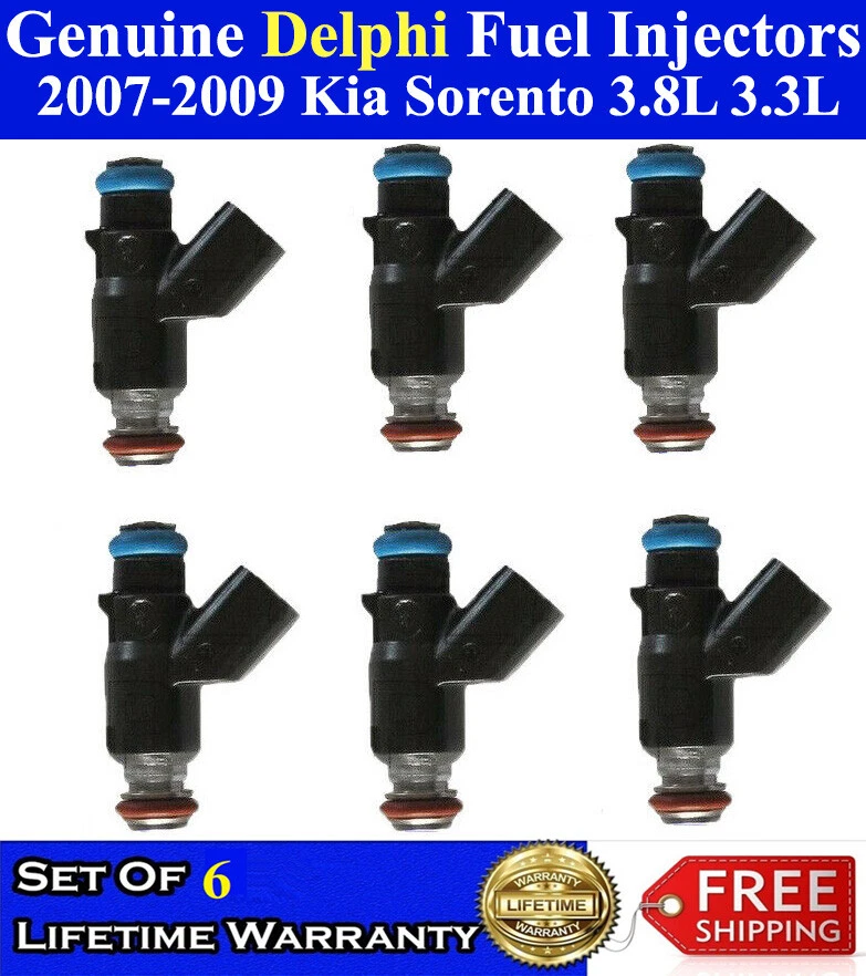 ReMan Set of 6 Genuine Delphi Fuel Injectors For 2007-2009 Kia Sorento 3.8L 3.3L Foto 1 de 1